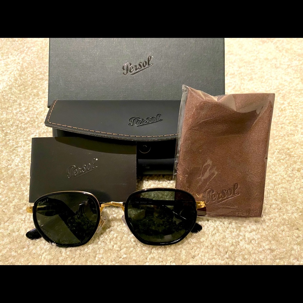 Persol Black and Gold Sunglasses NWOT
